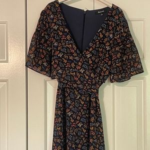 Madewell Blue Floral Wrap Dress